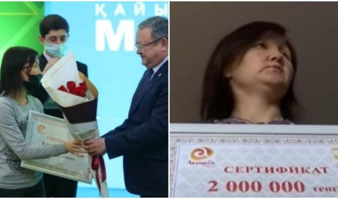 В Казахстане чиновники подарили многодетной матери сертификат на два миллиона, который оказался липовым (3 фото + 1 видео)