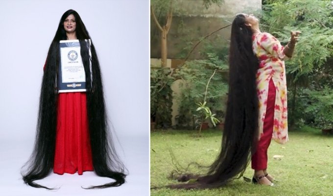 Индианка установила мировой рекорд по длине волос (3 фото + 1 видео)