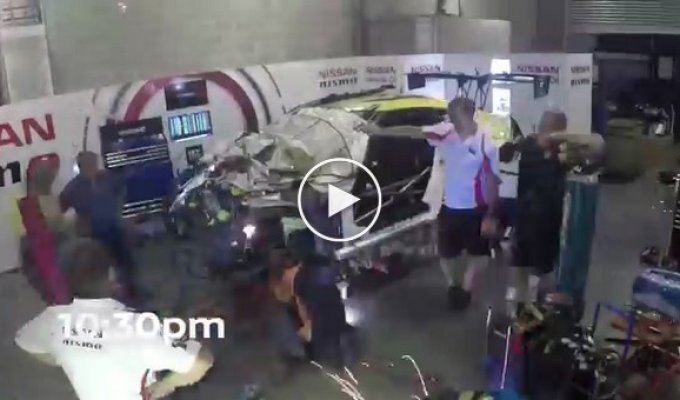 Механики Nissan 14 часов чинят разбитый GT-R