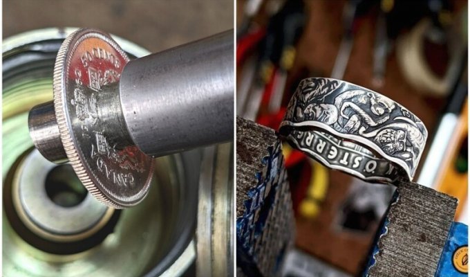 Мастерица превращает монеты в кельтские кольца (20 фото)