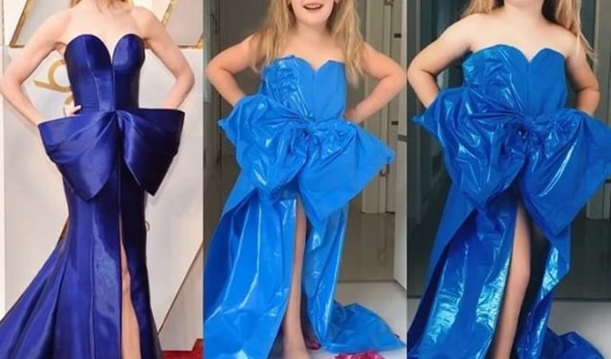 Девчушка умело копирует наряды знаменитостей с помощью того, что есть под рукой (33 фото)