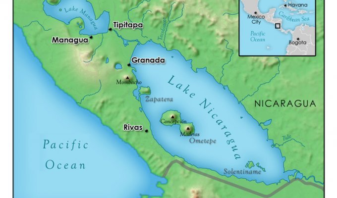 Интересные факты про озеро Никарагуа (16 фото)