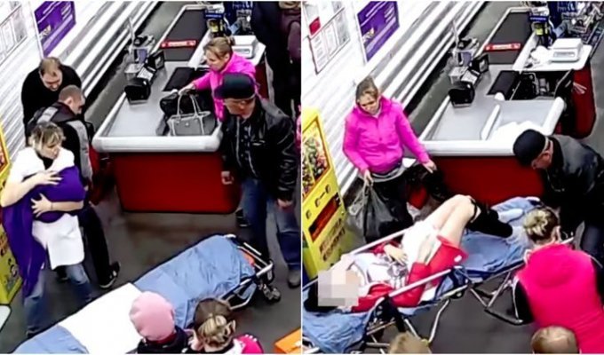 Россиянка отправилась в магазин и родила ребенка прямо у кассы (5 фото + 1 видео)