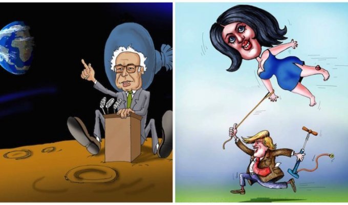 Американские выборы в карикатурах российских, израильских и европейских карикатуристов (8 фото)