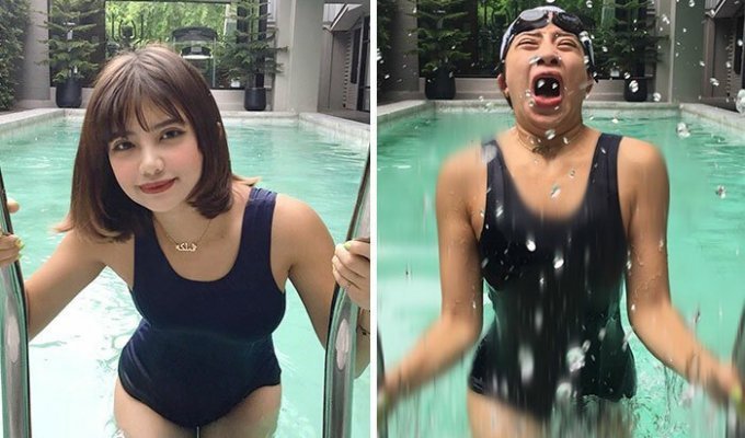 30 лучших коллажей "Инстаграм и реальность" от девушки из Таиланда (30 фото)
