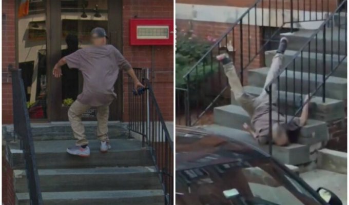 И смех, и грех: на Google карты попал парень, эпично упавший с лестницы (7 фото + 1 видео)