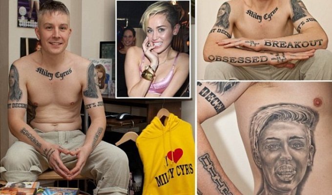 Фанат Майли Сайрус покрыл всё своё тело татуировками (7 фото)
