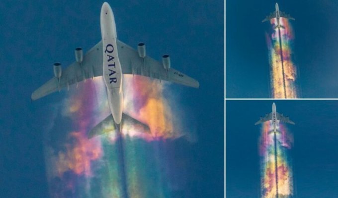 Самолёт в небе над Германией создал удивительную радугу (6 фото)