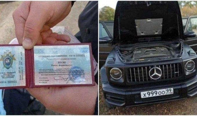 Под Воронежем обнаружили в Mercedes G-Class чемодан денег, оружие и липовую "ксиву" (5 фото)