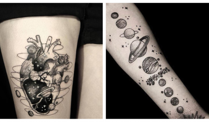 В поисках звезд: космические татуировки от Ника Сквер (25 фото)