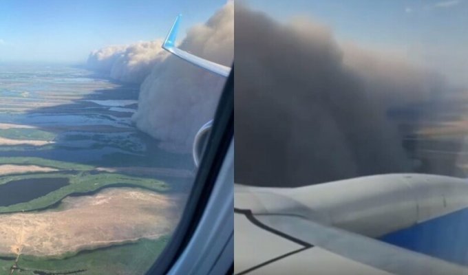 "Все, пробили эту фигню": пассажиры сняли на камеру приземление самолета в пыльную бурю (4 фото + 1 видео)