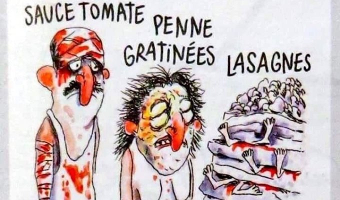 Charlie Hebdo опубликовал карикатуры на землетрясение в Италии (2 фото)