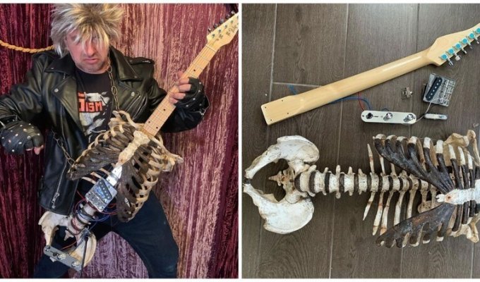 Блэк-металлист сделал гитару из скелета своего дяди (8 фото + 1 видео)