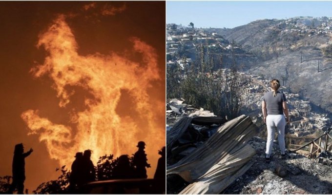 Сильнейший пожар чуть не уничтожил курортный город в Чили (4 фото + 4 видео)