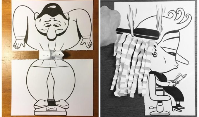 Простые и юмористические рисунки, созданные с помощью бумаги и ручки (18 фото)