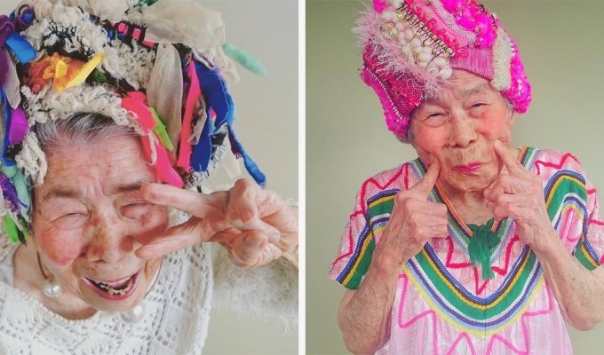 93-летняя бабушка позирует в одежде своей правнучки (13 фото)