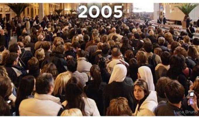 Площадь Святого Петра 8 лет назад и сейчас (2 фото)