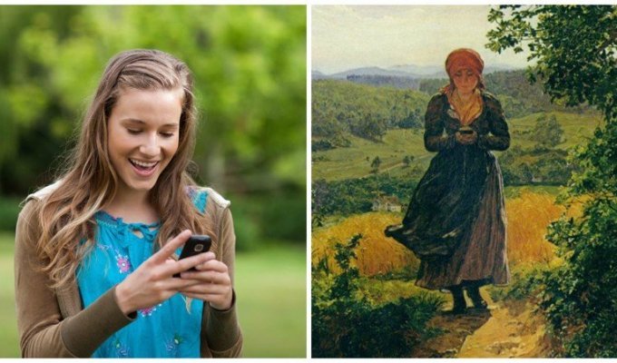 Айфон из прошлого: люди увидели девушку с айфоном на картине 1860 года (5 фото)