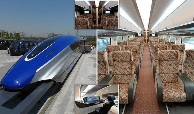 В Китае разработан прототип поезда, развивающего скорость до 600 км/ч (7 фото + 1 видео)