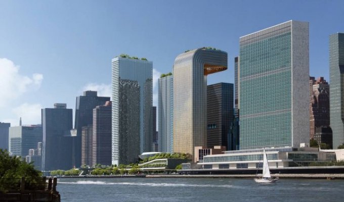 В Нью-Йорке построят комплекс небоскребов с необычной архитектурой (7 фото)