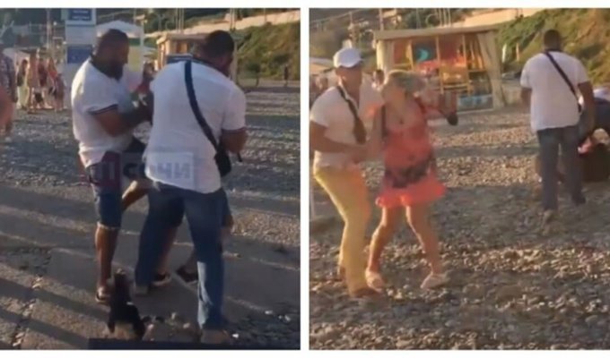 На одном из пляжей Сочи произошла массовая драка из-за выгула собаки (3 фото + 2 видео)