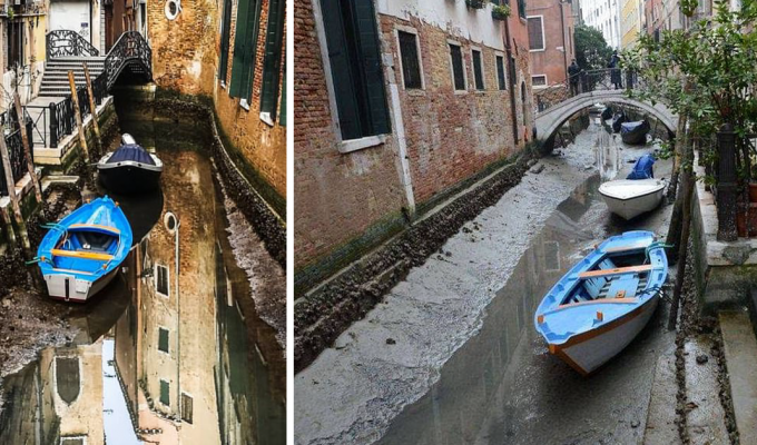 Знаменитые каналы Венеции пересохли из-за отливов (12 фото + 1 видео)