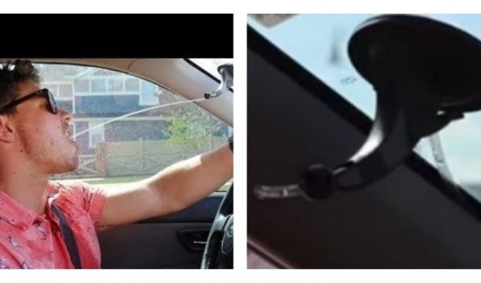 Видеоблогер сделал специальную поилку, которая подает воду прямо в салон авто (2 фото + 1 видео)