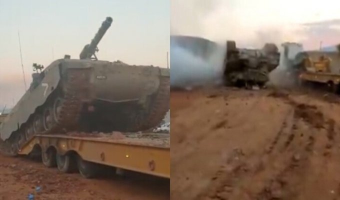 Как израильские военные пытались погрузить боевой танк на тягач (5 фото + 1 видео)