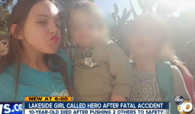 10-летняя девочка из Калифорнии спасла двух маленьких детей от гибели под колёсами автомобиля ценой собственной жизни (2 фото)