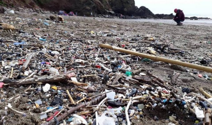 Топовый английский пляж для серферов утопает в мусоре (6 фото)