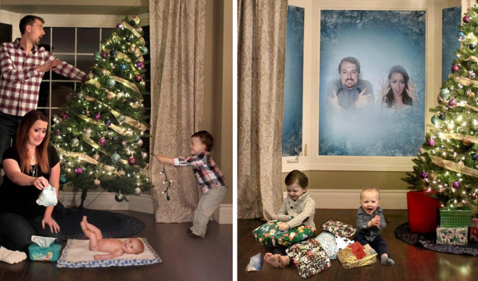 7 остроумных рождественских открыток от творческой семьи (9 фото)