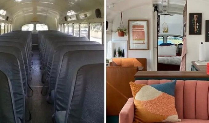 Две женщины купили старый школьный автобус и превратили его в свой дом (15 фото)