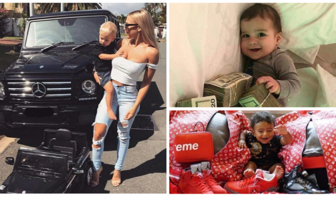 В роскоши с пеленок: богатенькие папеньки и маменьки делятся в Instagram снимками детей (14 фото)