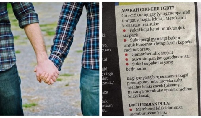 Ведущая газета Малайзии выпустила памятку о том, как выявить гея или лесбиянку (3 фото)
