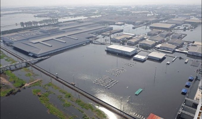 Завод Honda после наводнения в Таиланде (3 фото)