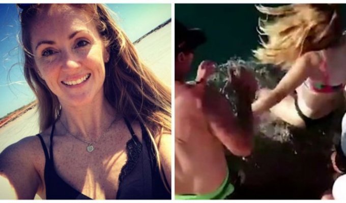 Акула утащила девушку в воду при попытке покормить ее с рук (4 фото)