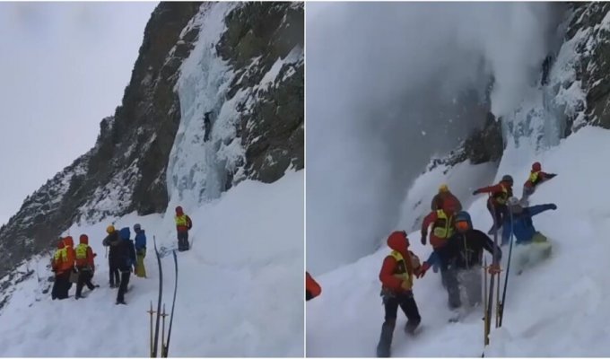 Кандидатов в спасатели чуть не убила снежная лавина (2 фото + 1 видео)