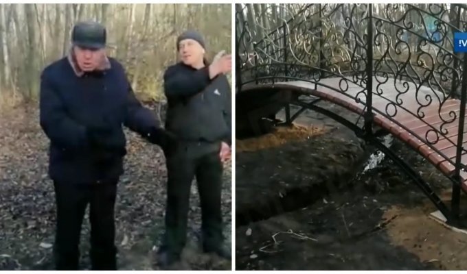 "Деньги отмывают? Ну, понятно": в Иванове высмеяли новый пешеходный мост через ручеек в лесу (4 фото + 1 видео)