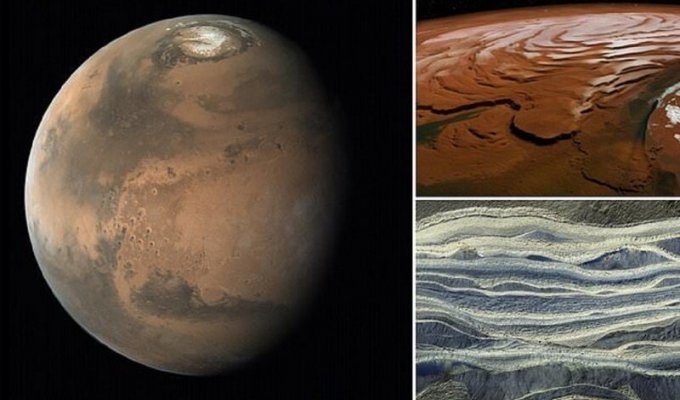 Ученые нашли огромные водные резервуары на Марсе (4 фото)
