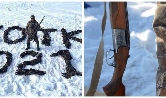 Полиция заинтересовалась охотником, выложившим надпись из сотни убитых гусей (5 фото)