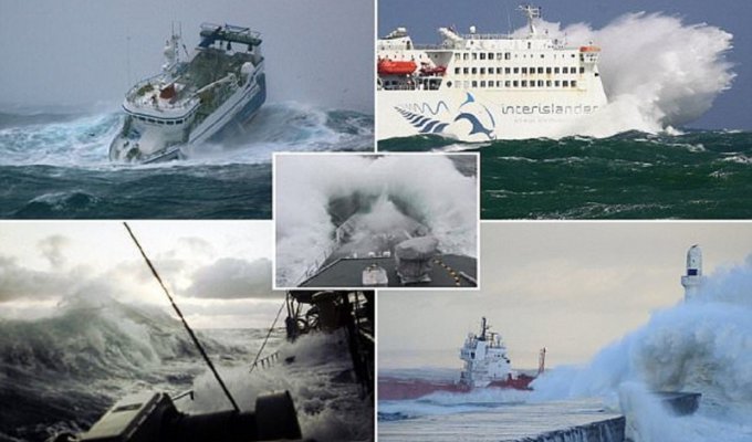 Шокирующие снимки кораблей, захваченных бурей (23 фото)