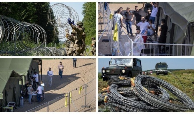 Литва строит забор из колючей проволоки на границе с Беларусью (7 фото)