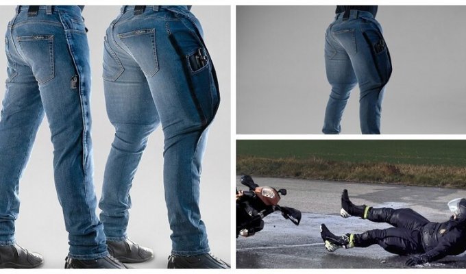 В Швеции придумали джинсы, в которых падать с мотоцикла стало безопаснее (6 фото + 1 видео)