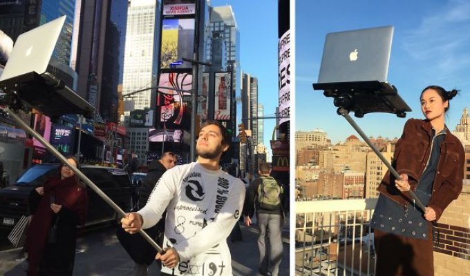 Молодые художники поразили Нью-Йорк селфи-палкой для MacBook (8 фото)