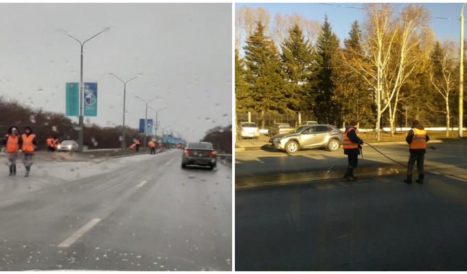 Омские дороги превратили в ледяной каток перед приездом президента (7 фото)