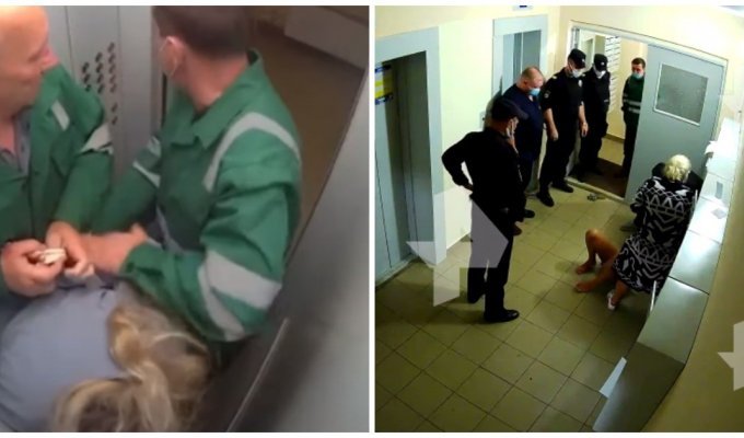 На избивших женщину в лифте санитаров завели уголовное дело (4 фото + 1 видео)