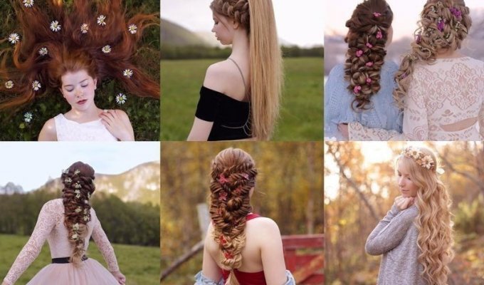 Сестрички из Норвегии плетут такие косы, что закачаешься (26 фото)
