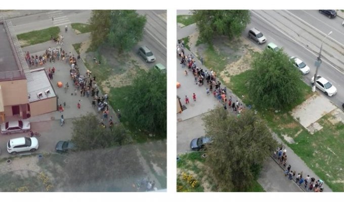 Пицца за сто рублей: как волгоградцы часами стоят в очереди за дешевой едой (3 фото)