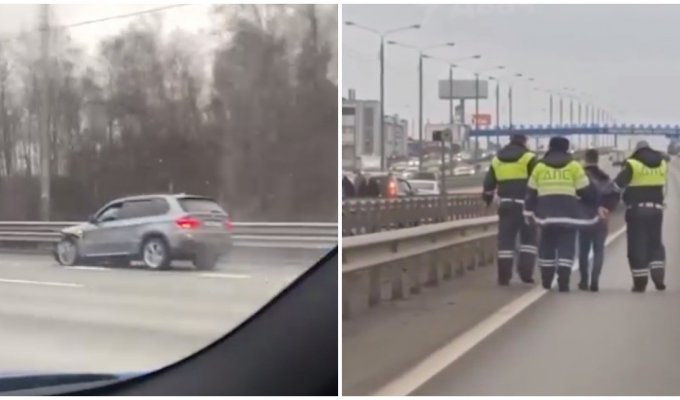 «Стрельба, массовая авария и пожар»: в Москве лихач на BMW устроил гонки с сотрудниками ДПС (1 фото + 4 видео)