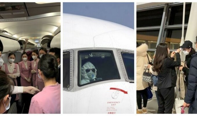Пассажирский самолёт изменил запланированный маршрут и взял курс на заражённый вирусом Ухань (6 фото)